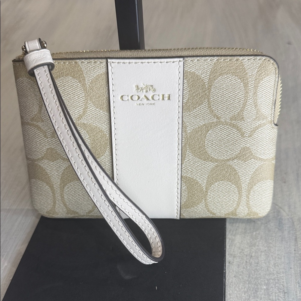 Coach Beige and Cream Wristlet